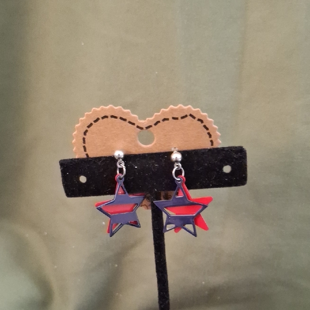5/$10 Blue and Red Star Earrings
